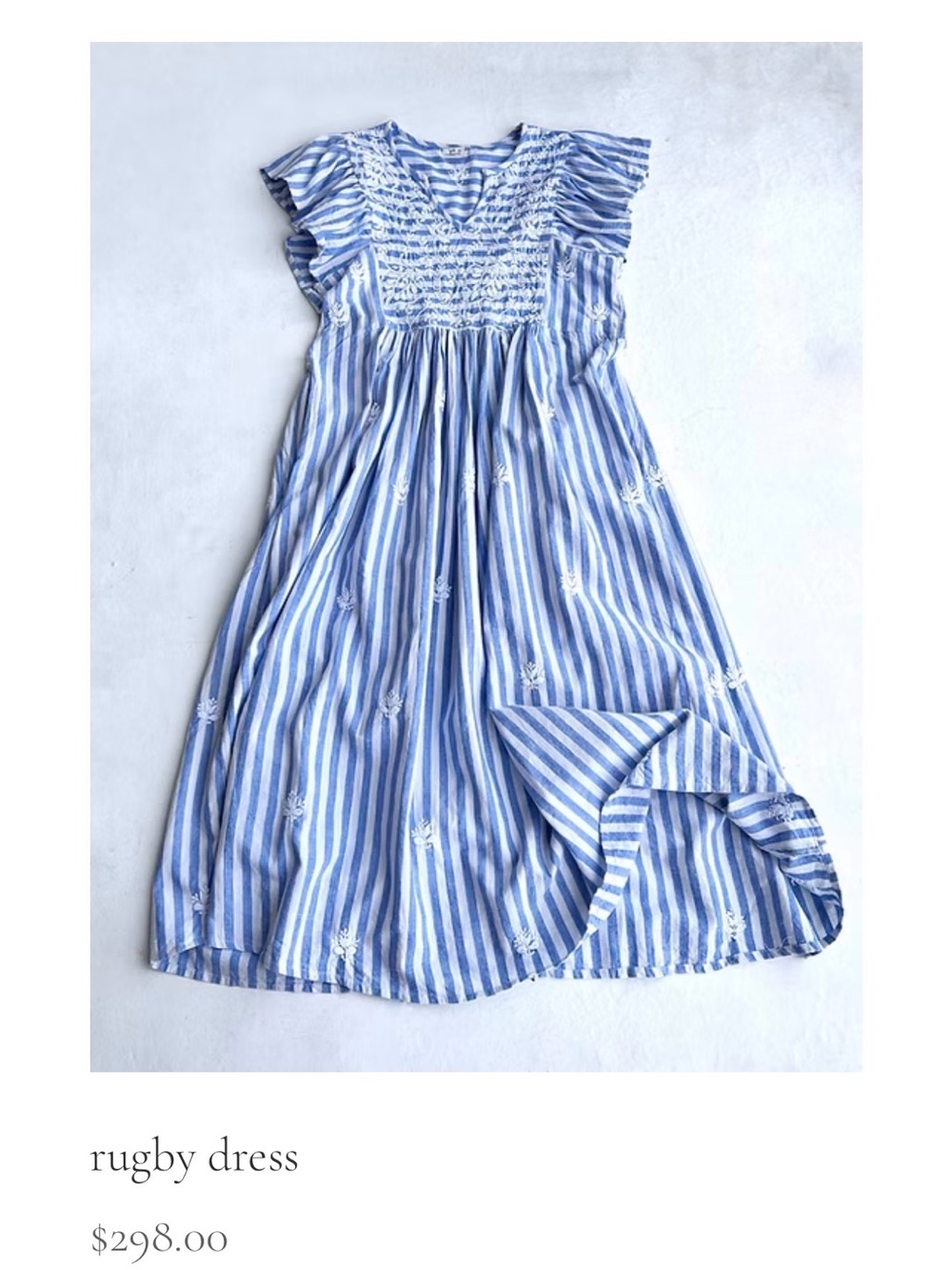 Rugby Striped Midi Dress in Light Blue and White